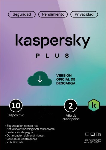 Kaspersky Plus Para 10 PCs por 2 Años